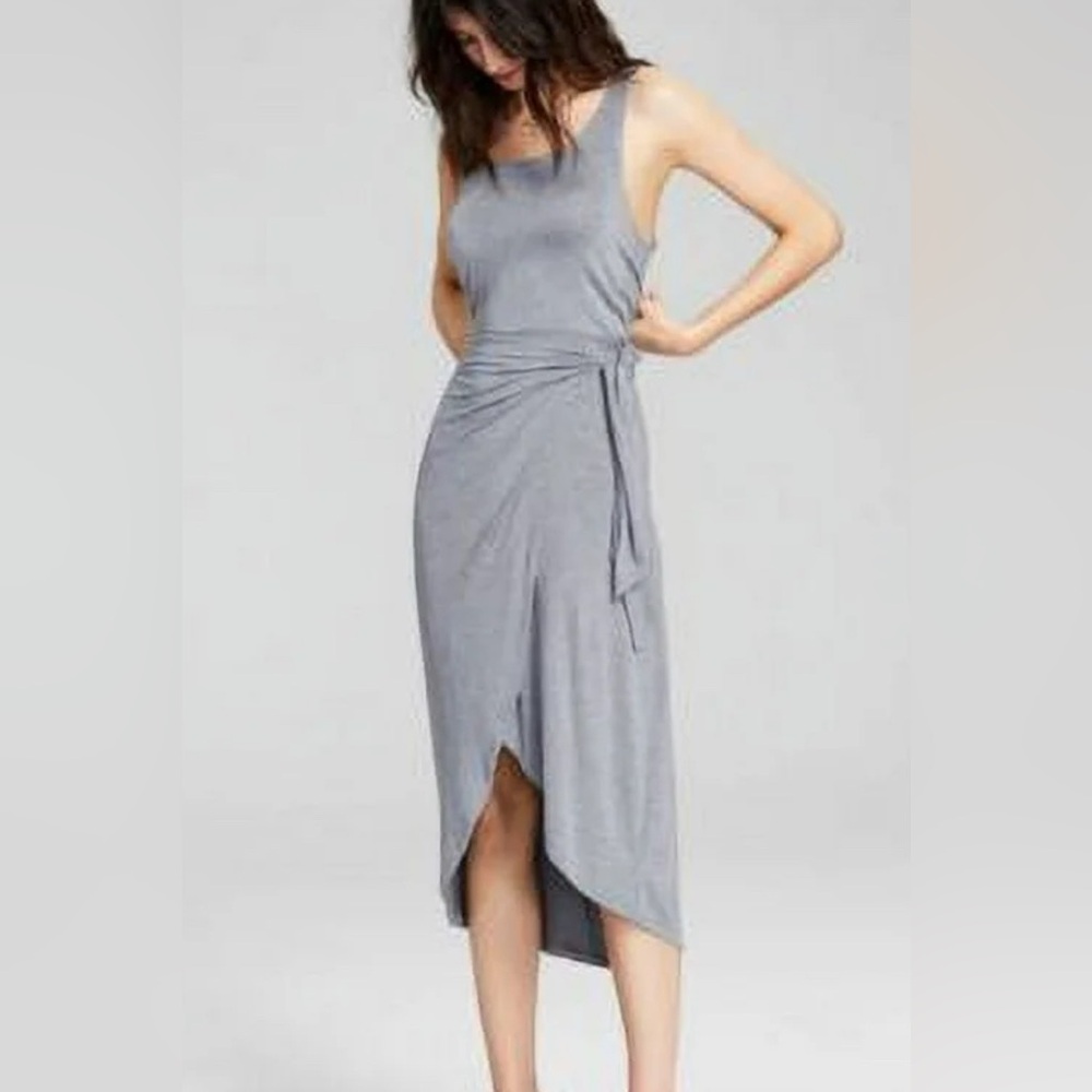 And Now This Elegant Gray Sleeveless Side Tie Tulip Midi Dress Size XS